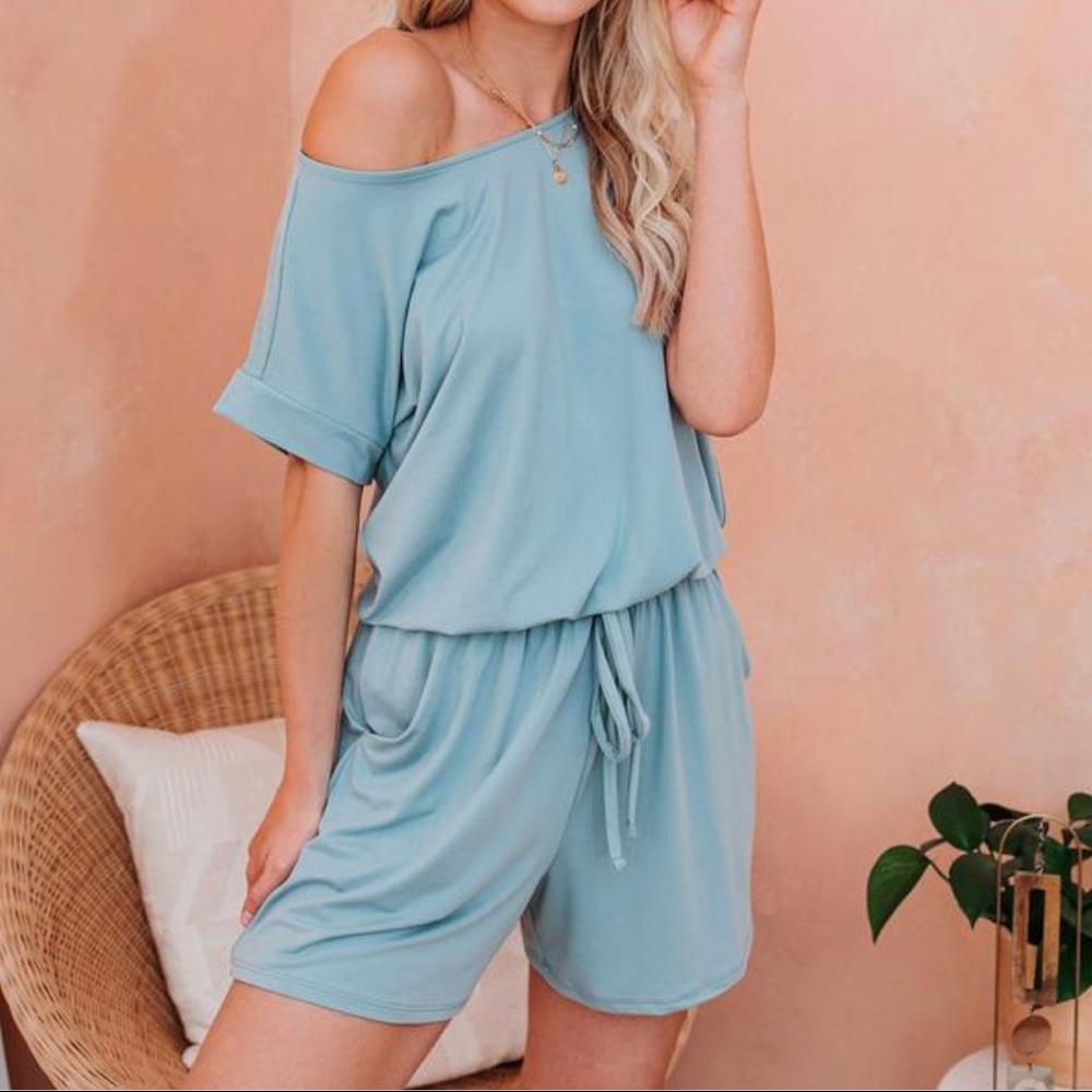 Vici Dahlia Pocketed Mint Romper Extra Large